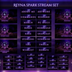 Reyna Spark Twitch-Paket – Valorant Reyna – Twitch-Bildschirme und Panels-Paket