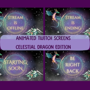 Animated Twitch Screens: Celestial Dragon Edition - Twitch Overlays - Fantasy Overlays - Dragon Twitch Screen