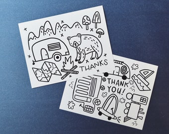 Kids Thank You Postcards | VEHICLES + CAMPING