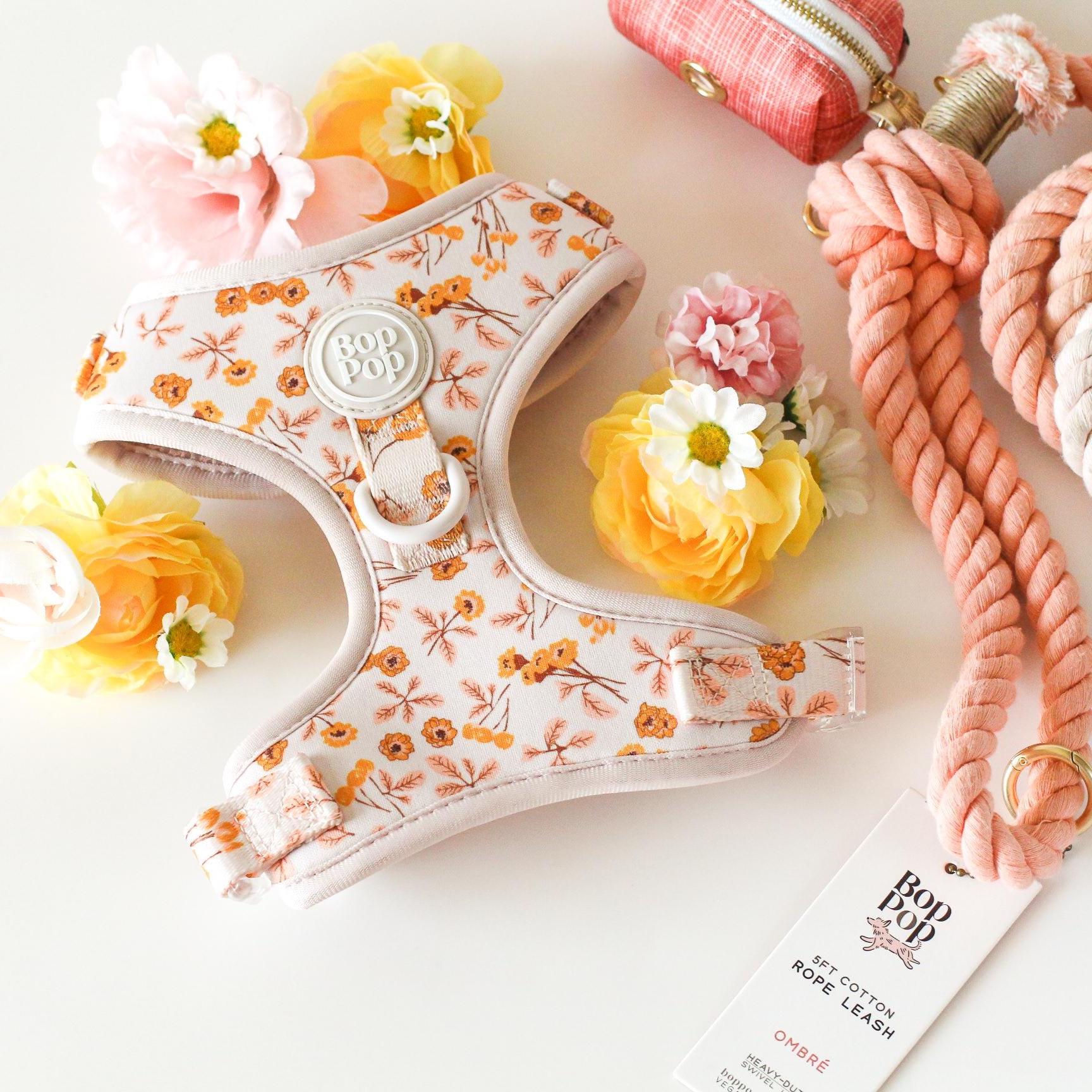 Comfort Dog Harness in Orange Floral | MARIGOLD
