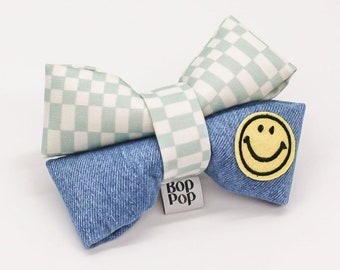 Bow Tie | Happy Dappy Denim Checkerboard