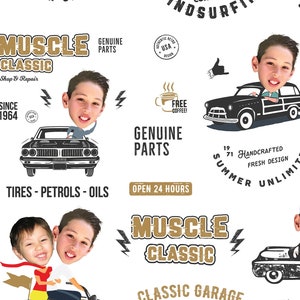 Custom Personalized 1950s Classic Rock n Roll Muscle Car Wrapping Paper