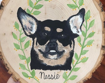 Custom Pet Portrait On Wood Round