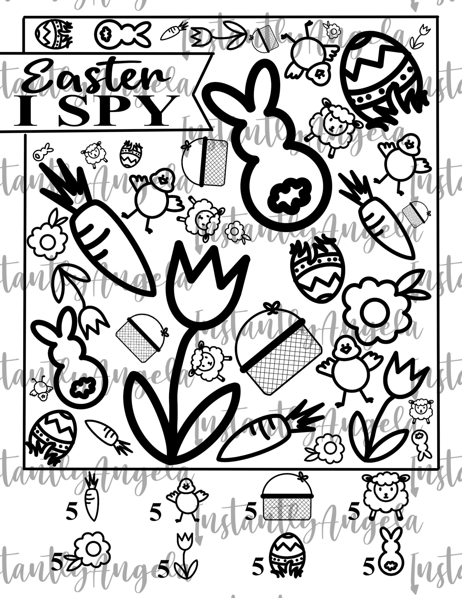 Printable i spy kleurplaat pasen etsy nederland