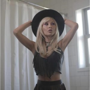 Retro Styke Genuine Leather Halter Top, biker style fringe halter top