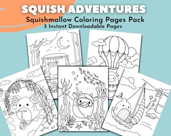 Pacote de páginas para colorir de Squishmallow | Página para colorir para adultos, páginas para colorir infantis, festa Squishmallow, páginas para colorir animais, colorir fofos