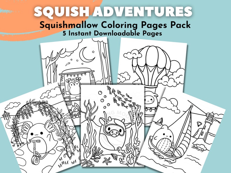 Squishmallow Coloring Page Pack | Coloring Page for Adults, Kids