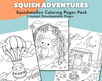 Pacote de páginas para colorir de Squishmallow | Página para colorir para adultos, páginas para colorir infantis, festa Squishmallow, páginas para colorir animais, colorir fofos