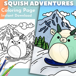 Squishmallow Coloring Page | Coloring Page for Adults, Kids Coloring Pages, Squishmallow Party, Animal Coloring Pages, Cute Coloring Pages