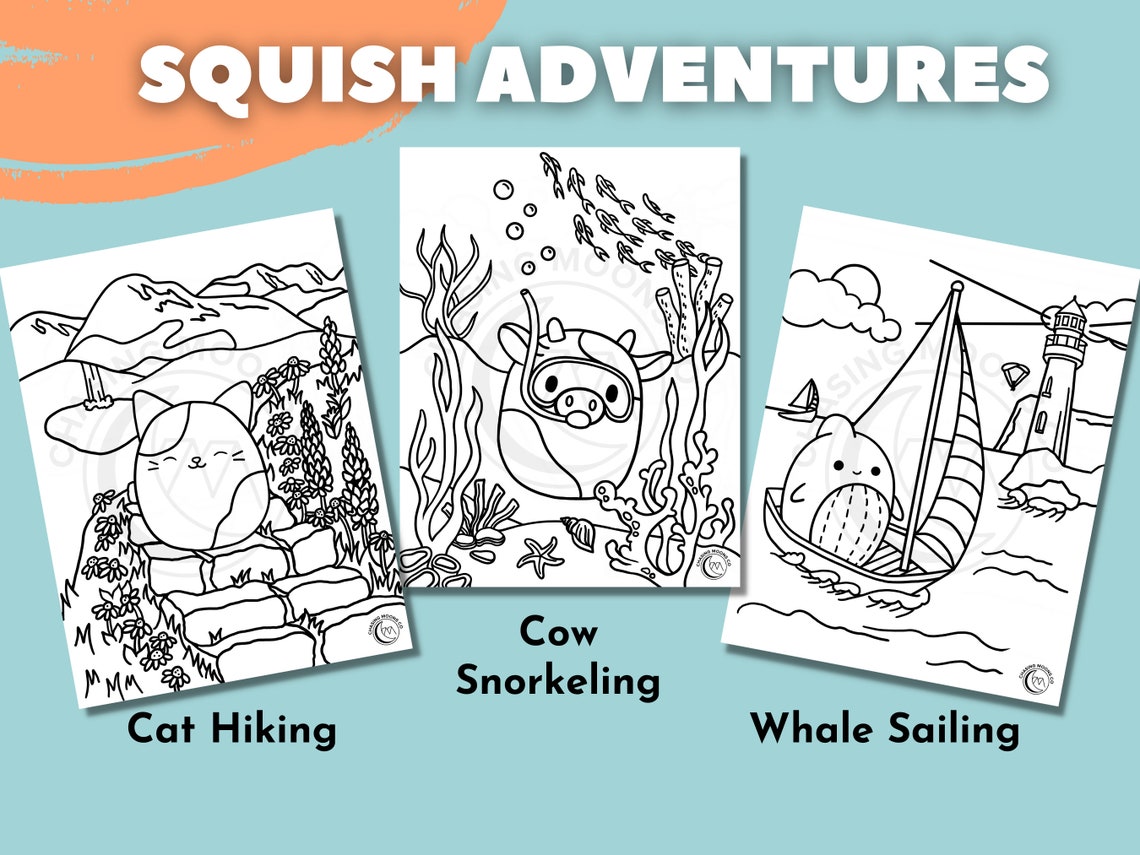 Squishmallow Coloring Page Pack Coloring Page for Adults, Kids Coloring