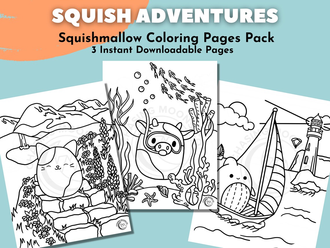 Squishmallow Coloring Page Pack Coloring Page for Adults, Kids Coloring ...