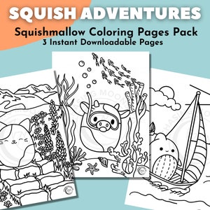 Squishmallow Coloring Page Pack | Coloring Page for Adults, Kids Coloring Pages, Squishmallow Party, Animal Coloring Pages, Cute Coloring