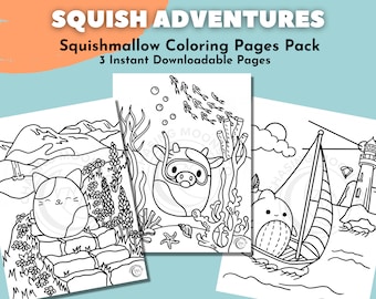 Pacote de páginas para colorir de Squishmallow | Página para colorir para adultos, páginas para colorir infantis, festa Squishmallow, páginas para colorir animais, colorir fofos