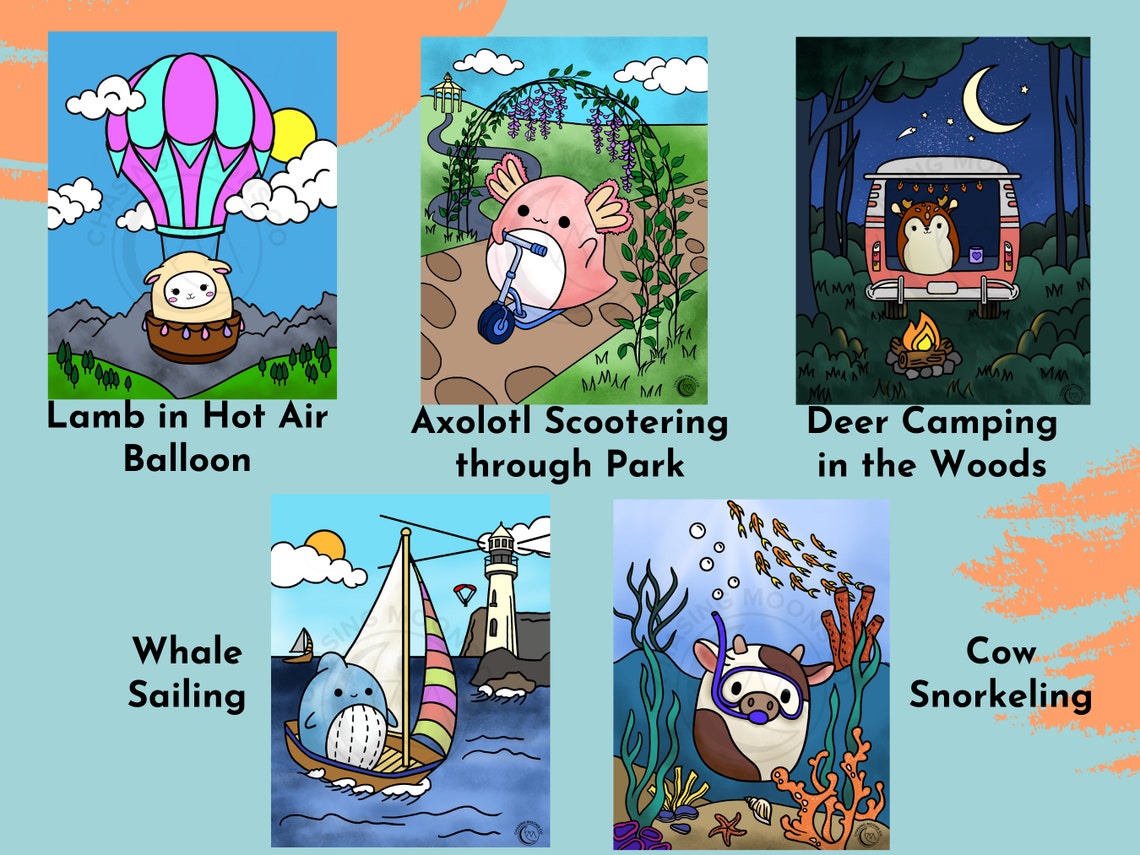 Squishmallow Coloring Page Pack Coloring Page for Adults, Kids Coloring