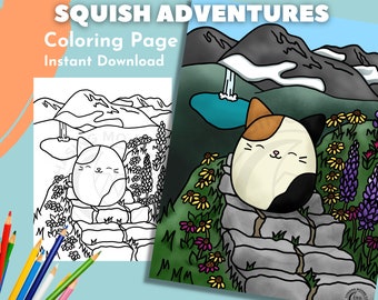 Página para colorir de Squishmallow | Página para colorir para adultos, páginas para colorir infantis, festa Squishmallow, páginas para colorir de animais, páginas para colorir fofas