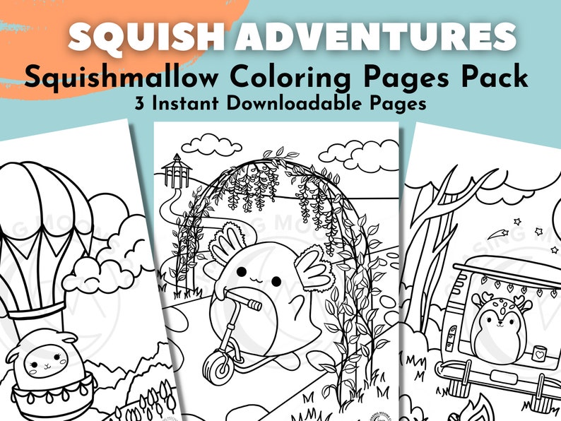 Squishmallow Coloring Page Pack Coloring Page for Adults, Kids Coloring ...