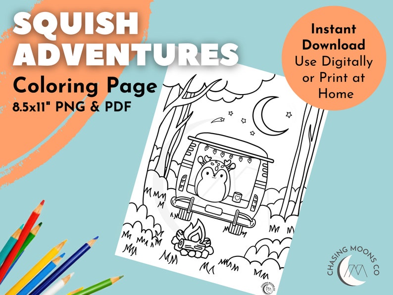 Squishmallow Scenery Printable Coloring Page Animal Coloring - Etsy