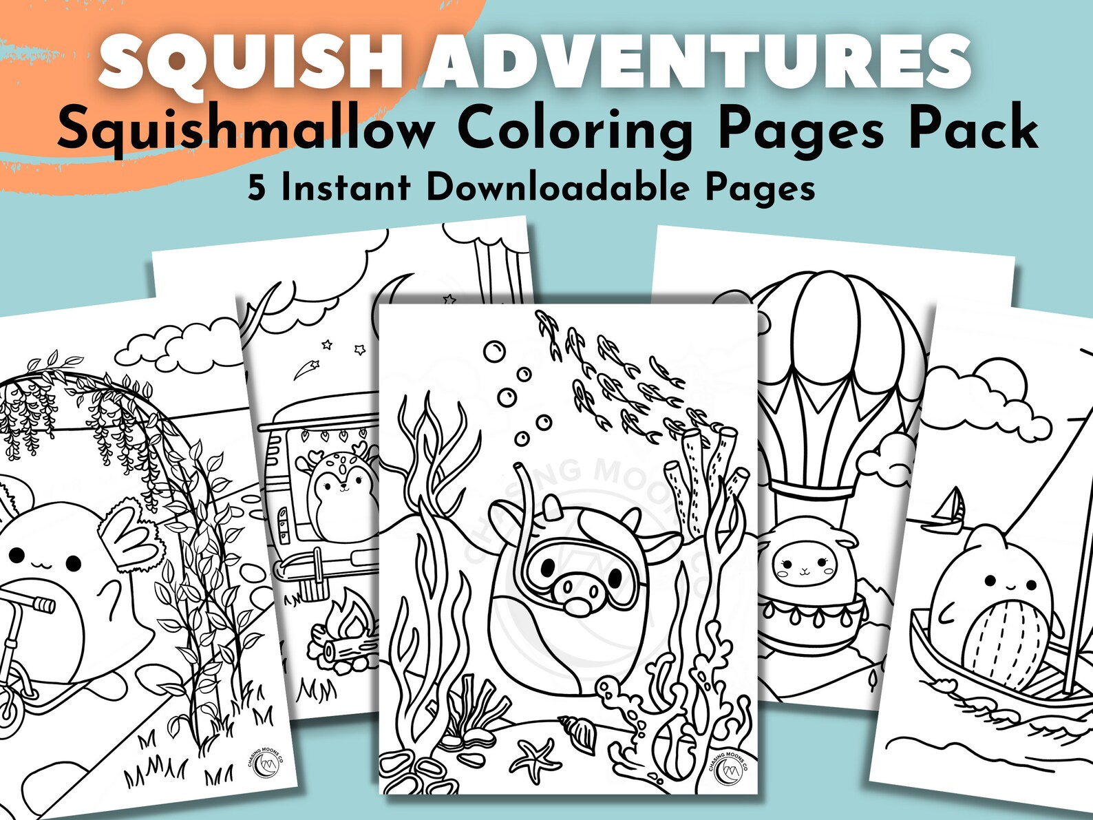 Squishmallow Coloring Page Pack Coloring Page for Adults - Etsy