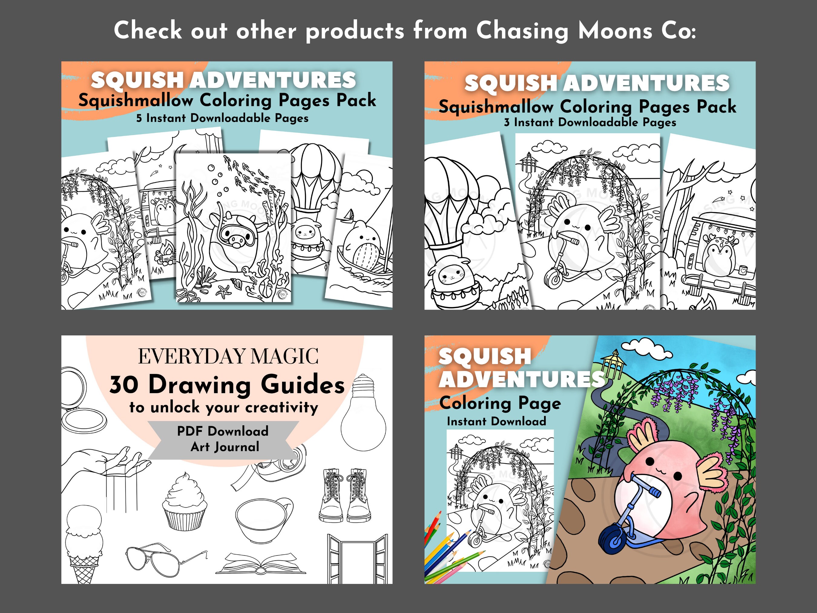 Squishmallow Coloring Page Pack Coloring Page for Adults, Kids Coloring ...