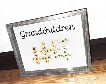 Grandchildren Scrabble Letter Shadow Box