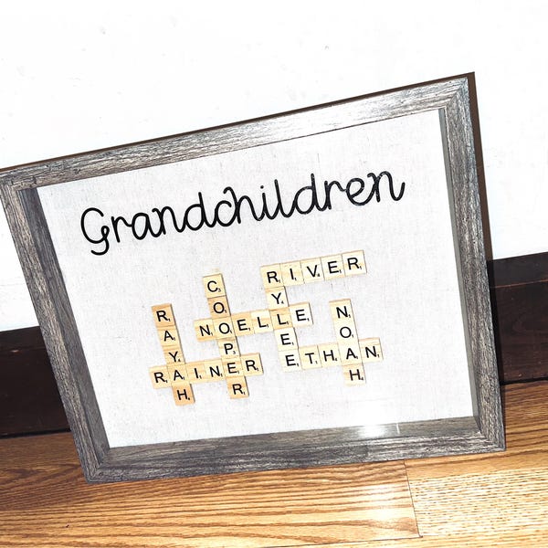 Grandchildren Scrabble Letter Shadow Box