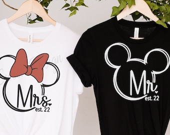 Mr. & Mrs. Just Married 2022 SVG Mickey and Minnie Head Digital download.