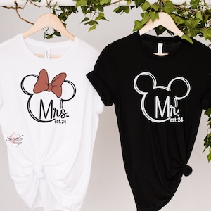 Mr. & Mrs. Just Married 2024 SVG Mickey und Minnie Kopf Digitaler Download.