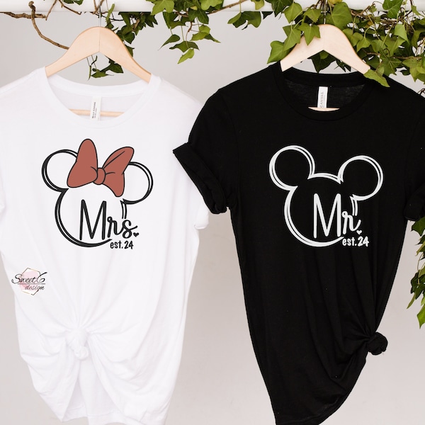 Mr. & Mrs. Just Married 2024 SVG Mickey and Minnie Head Digital download.