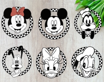 Geruite Mickey en vrienden SVG PNG JPG: vakantieshirts (digitale bestanden)