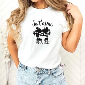 Je t'aime Mr & Mrs svg png Bild für d isneyland Hochzeitsreise Shirt.