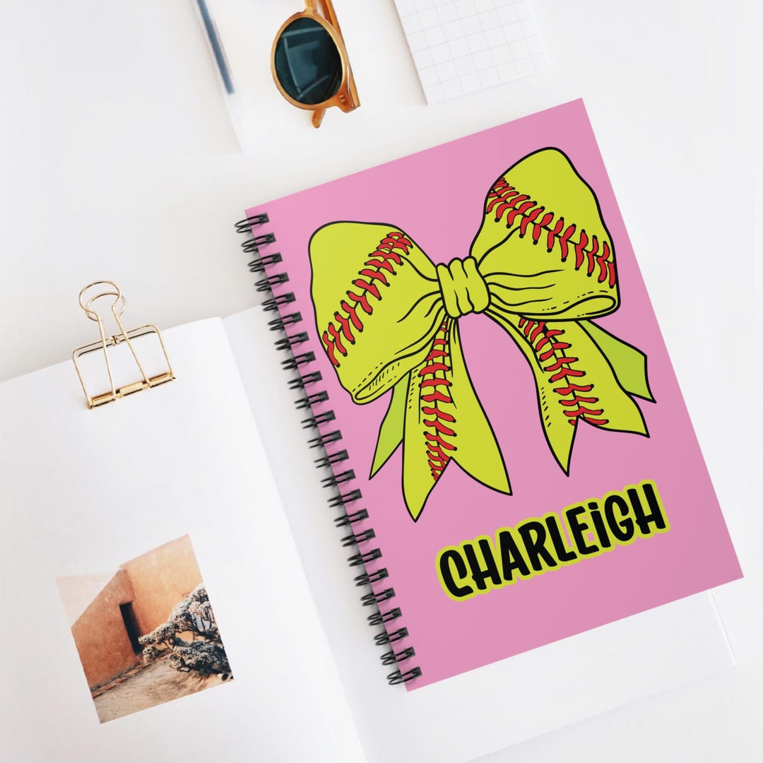 Softball Drip Spiral Notebook - Personalized Ruled Line Journal, Sports ...