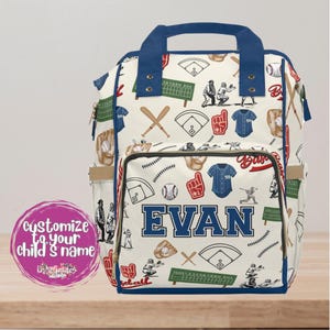 Baseball Vintage Baby-Tasche, Baseball-Kinderzimmer, personalisierte Rucksack-Tasche, Tagespflegetasche, Windel-Rucksack, multifunktionaler Windel-Rucksack