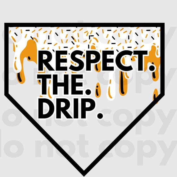 Orange and Black Respect the Drip Baseball File, Ice Cream Drip, Baseball Drip, Digital Download, PNG, Baseball Designs, Shirts for Ballers