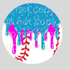Digital File, Instant Download, Sports, Baseball Ice Cream Drip, Travel Ball, Lifestyle, Drip, Pitchers, Catchers, PNG, Pink and Blue