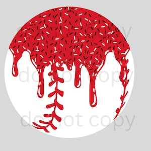 Digital File, Instant Download, Sports, Baseball Ice Cream Drip, Travel Ball, Lifestyle, Drip, Pitchers, Catchers, PNG, black and red