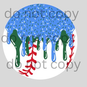 Digital File, Instant Download, Sports, Baseball Ice Cream Drip, Travel Ball, Lifestyle, Drip, Catchers, PNG, green and carolina blue