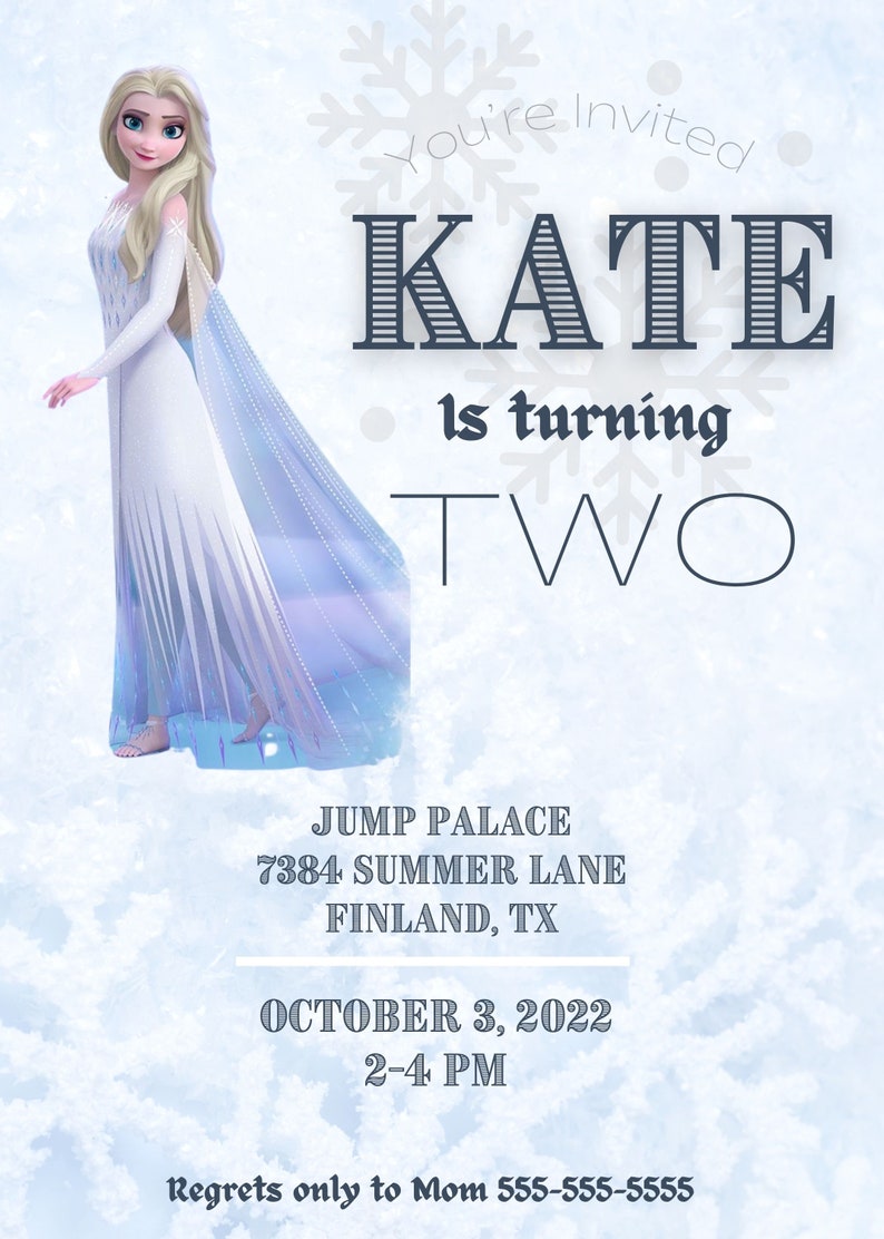 Frozen Themed Birthday Invitation, Elsa Birthday, Blue, Party, Digital