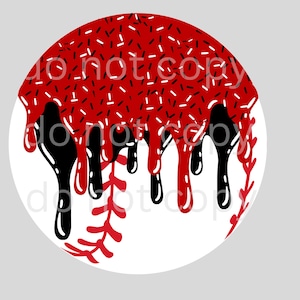Digital File, Instant Download, Sports, Baseball Ice Cream Drip, Travel Ball, Lifestyle, Drip, Pitchers, Catchers, PNG, black and red
