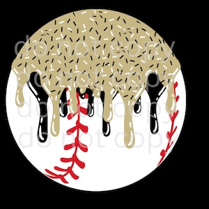 Digital File, Instant Download, Sports, Baseball Ice Cream Drip, Travel Ball, Lifestyle, Drip, Pitchers, Catchers, PNG, black and gold