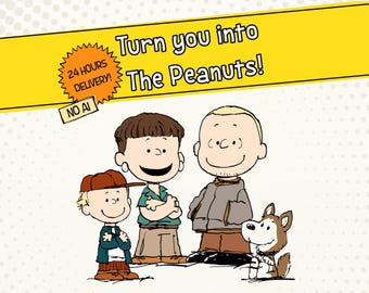 Personalized Peanuts Style Portrait: Custom Digital Illustration (Digital File)