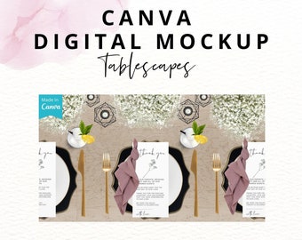 Maquette numérique Canva - Event Mockup PNG Files Tablescape Mockup Event Decor Templates