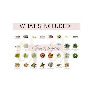 May include: A collage of 39 different floral arrangements, including bouquets, wreaths, and greenery.  The text "39 Floral Arrangements" is in the center of the image.