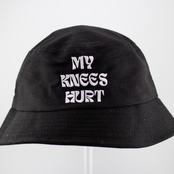 My Knees Hurt Bucket Hat • Rave Hat • Festival Bucket Hat  • Festival Hats • Embroidered Bucket Hat • EDM Hat