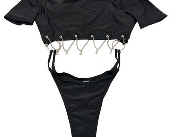 Individueller DJ Logo Bodysuit - personalisierter Bodysuit mit Charm-Detail | Festival Outfit | Rave-Abnutzung