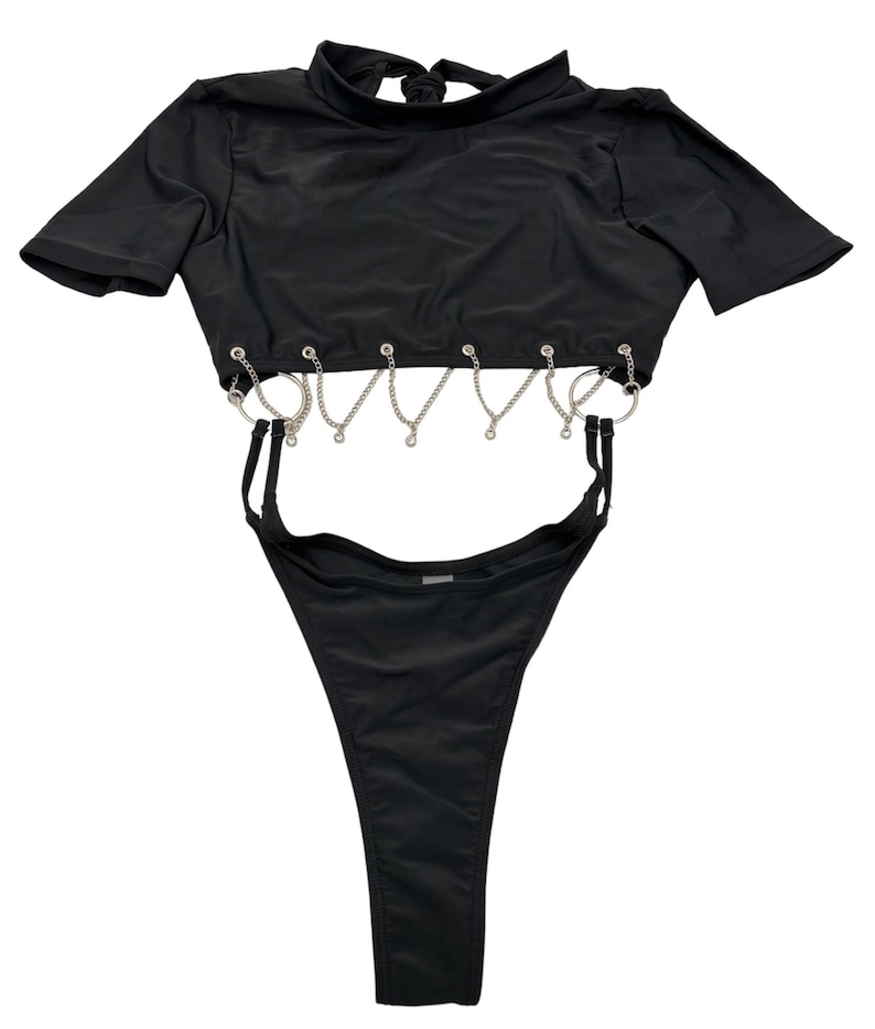 Body con logo de DJ personalizado: Body personalizado con detalle de dijes / Atuendo para festivales / Ropa rave imagen 1