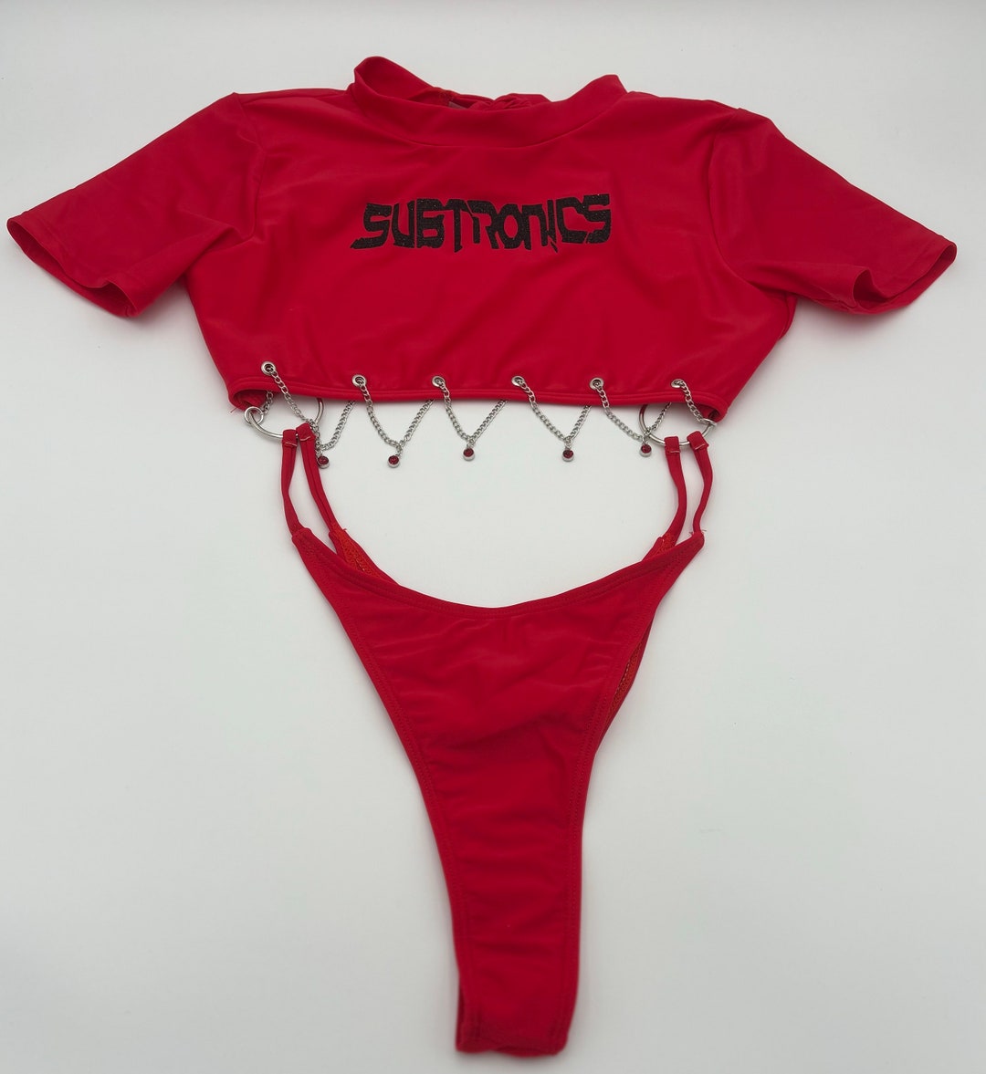 Subtronics Red Rave Bodysuit – Charm Detail Festival Outfit - Etsy