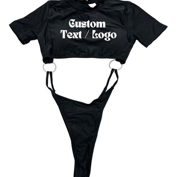 Custom Text / DJ Logo Bodysuit • Rave Bodysuit • Bodysuit • Rave Bathing Suit