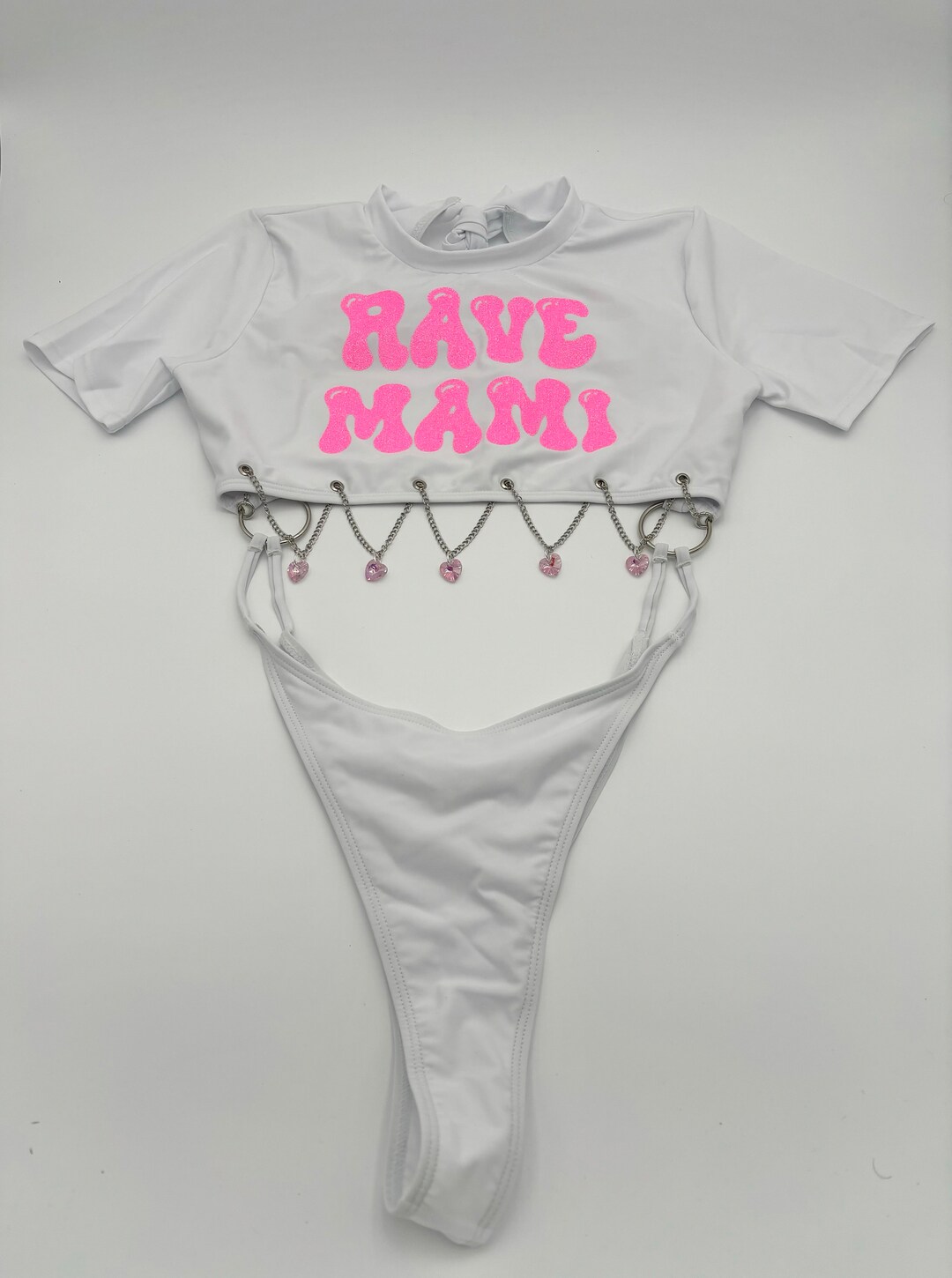 Rave Mami Bodysuit • Pink Glitter, Charm Detail - Etsy