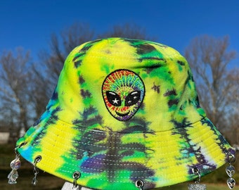 Alien Charm Bucket Hat • Rave Hat • Festival Bucket Hat  • Festival Hats • embroidered Bucket Hat • Alien Hat