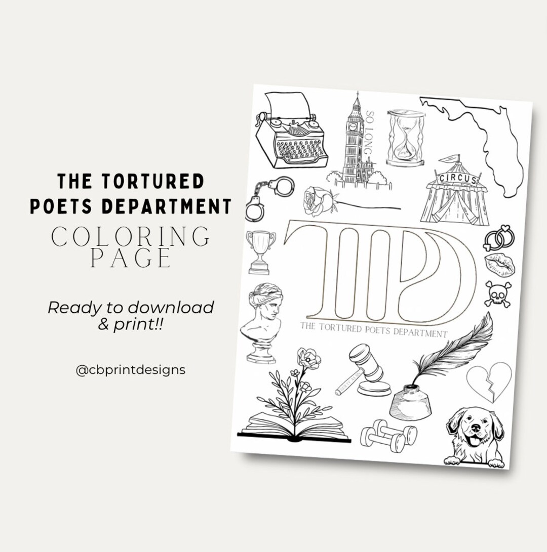 Taylor Swift the Tortured Poets Department COLORING PAGE - Etsy